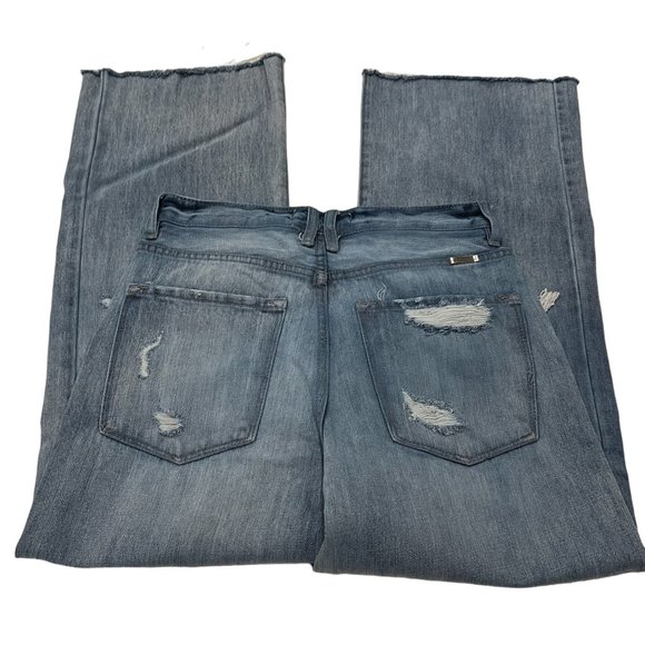 KanCan Women's Button Fly High Rise Wide Jeans, Light Wash, Frayed Hem, 24 - Picture 7 of 8